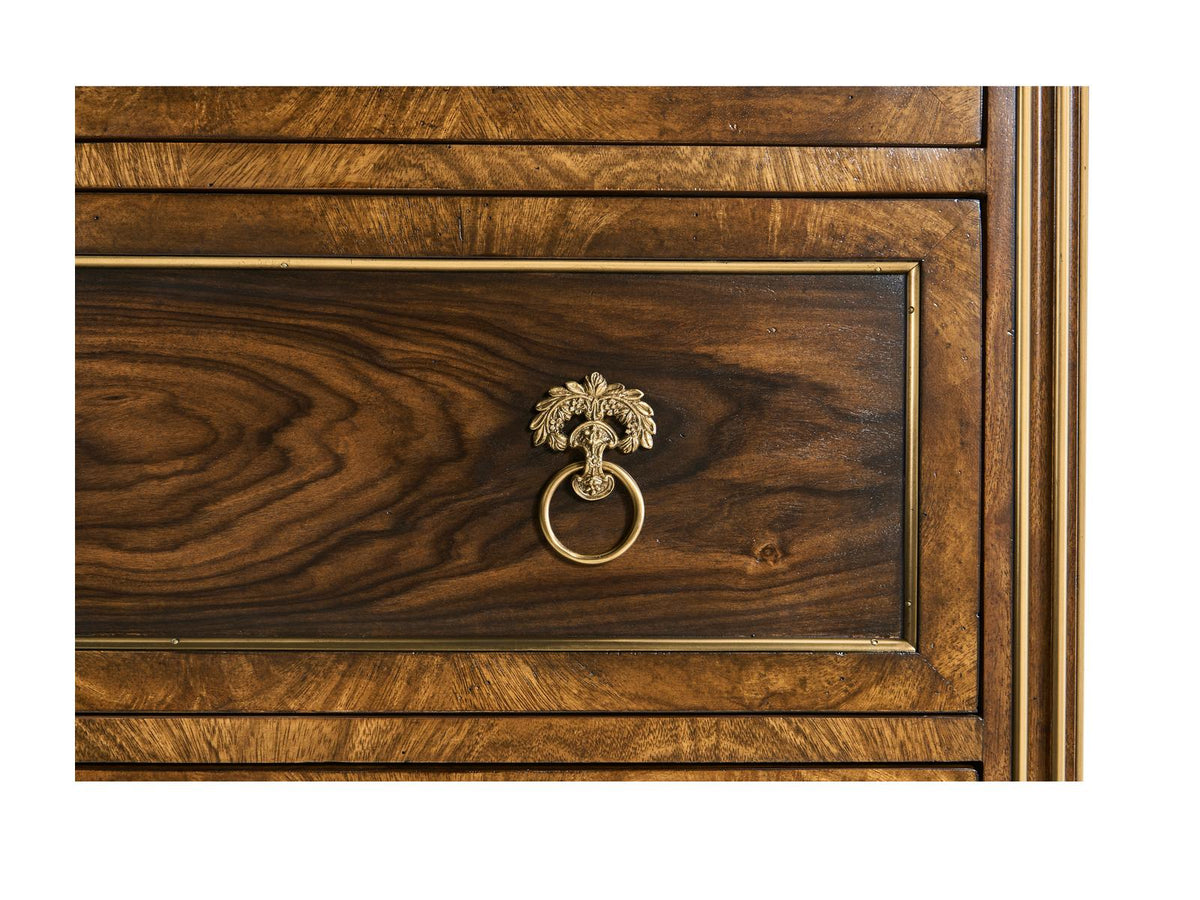 Viceroy Santos Brown Mahogany Wood Accent Chest with Brass Inlay