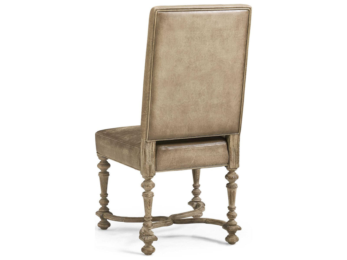 Sagehill Oak Wood Gray Leather Armless Dining Chair
