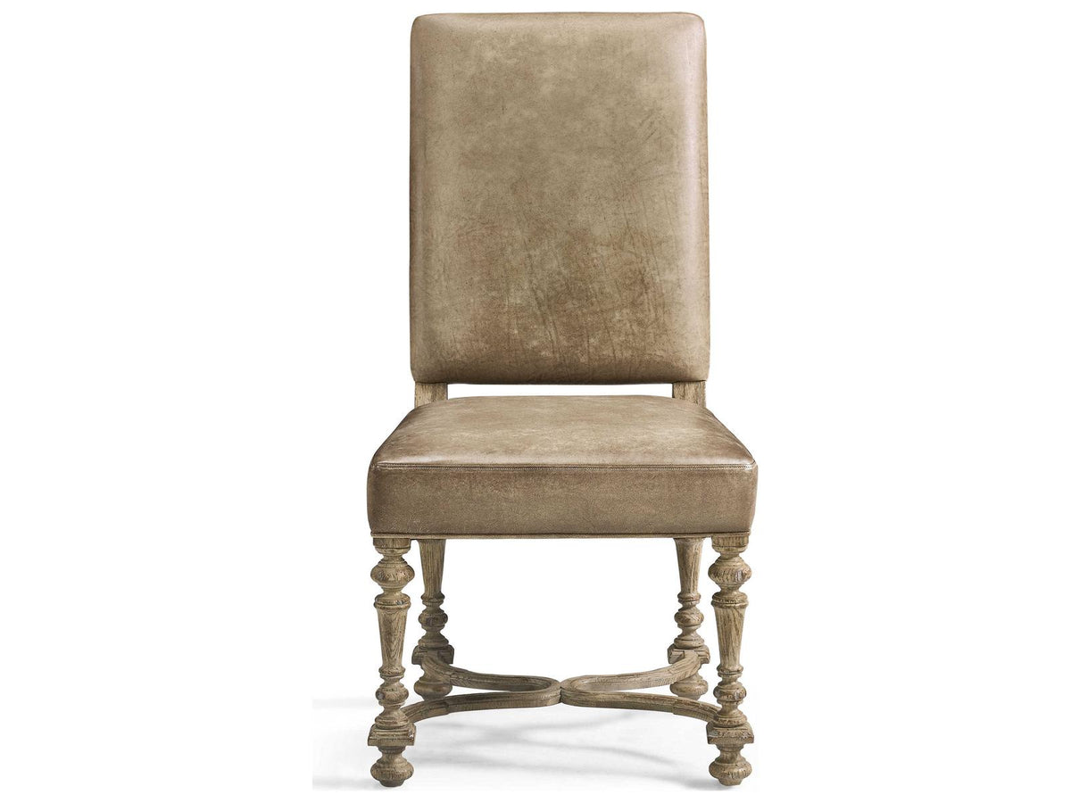 Sagehill Oak Wood Gray Leather Armless Dining Chair