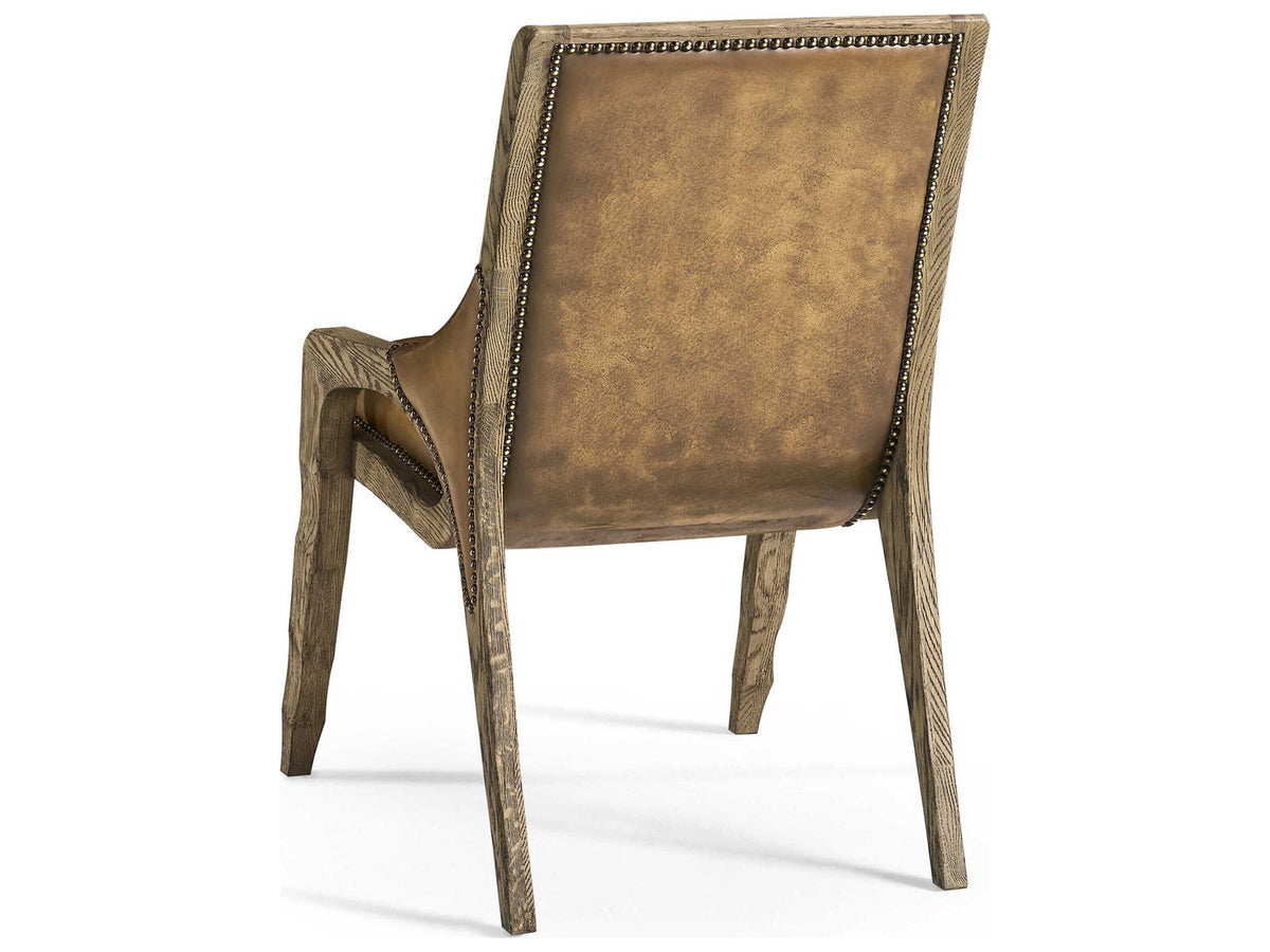 Echo Canyon Oak Wood Brown Leather Armless Dining Chair