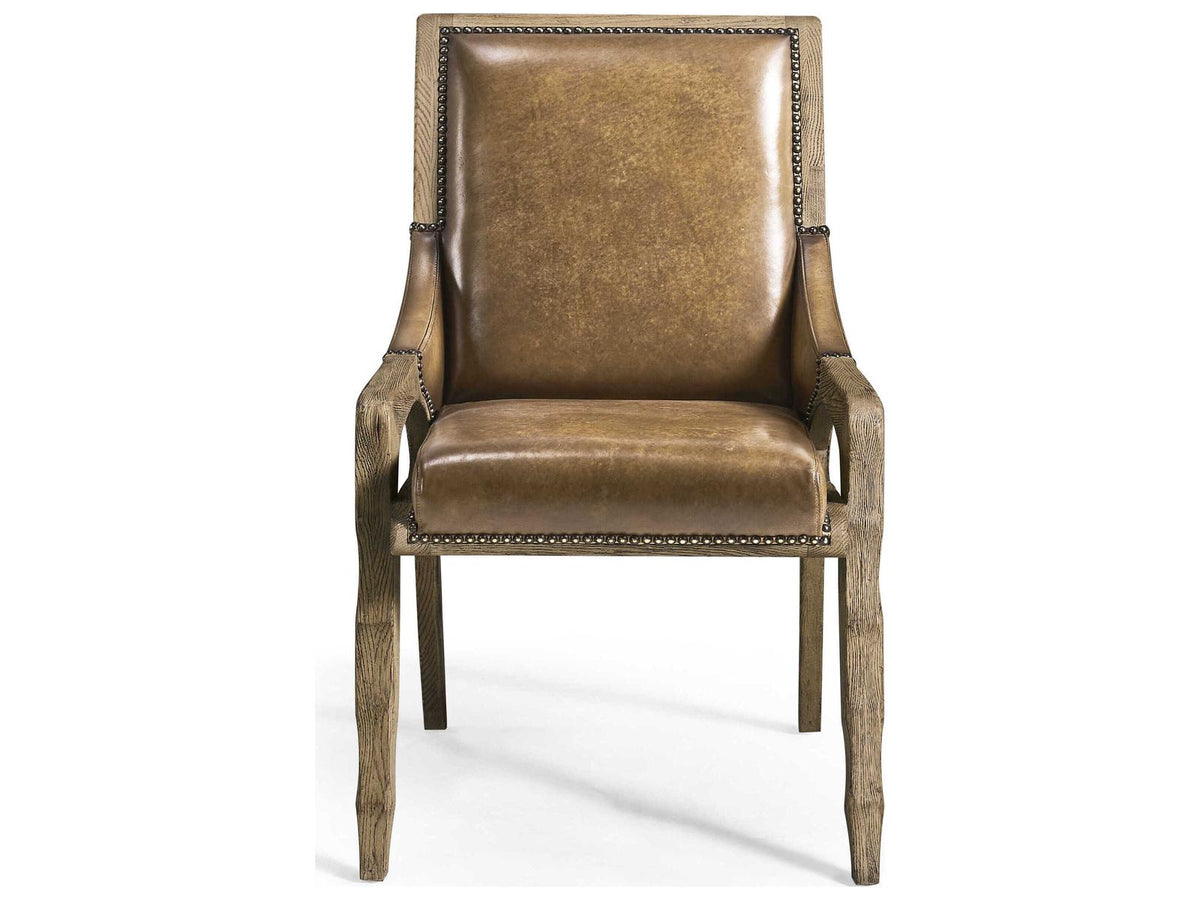 Echo Canyon Oak Wood Brown Leather Armless Dining Chair