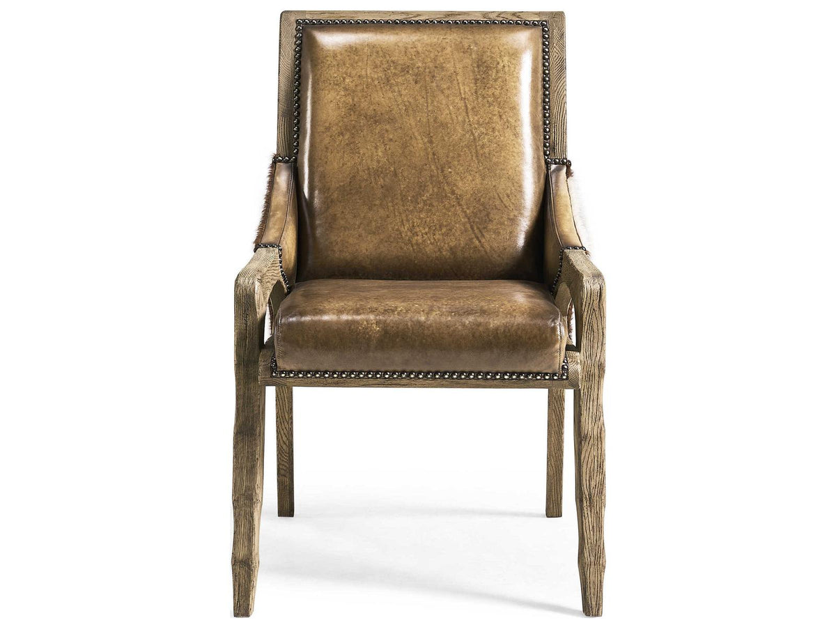 Echo Canyon Oak Wood Brown Leather Armless Dining Chair