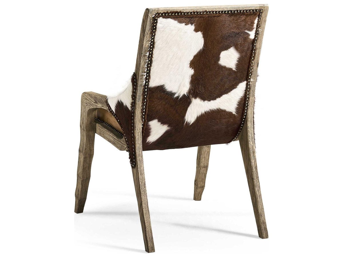 Echo Canyon Oak Wood Brown Leather Armless Dining Chair