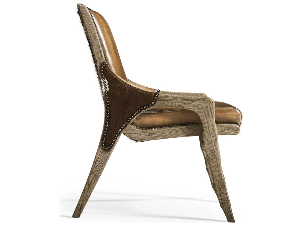 Echo Canyon Oak Wood Brown Leather Armless Dining Chair