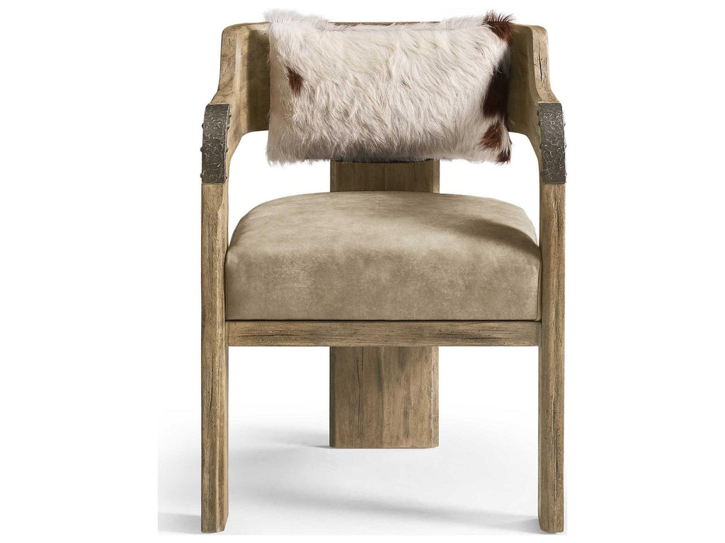 Stone Ridge Acacia Wood Brown Leather Arm Dining Chair