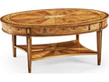 JC Traditional Oval Satinwood Coffee Table with Marquetry Inlays
