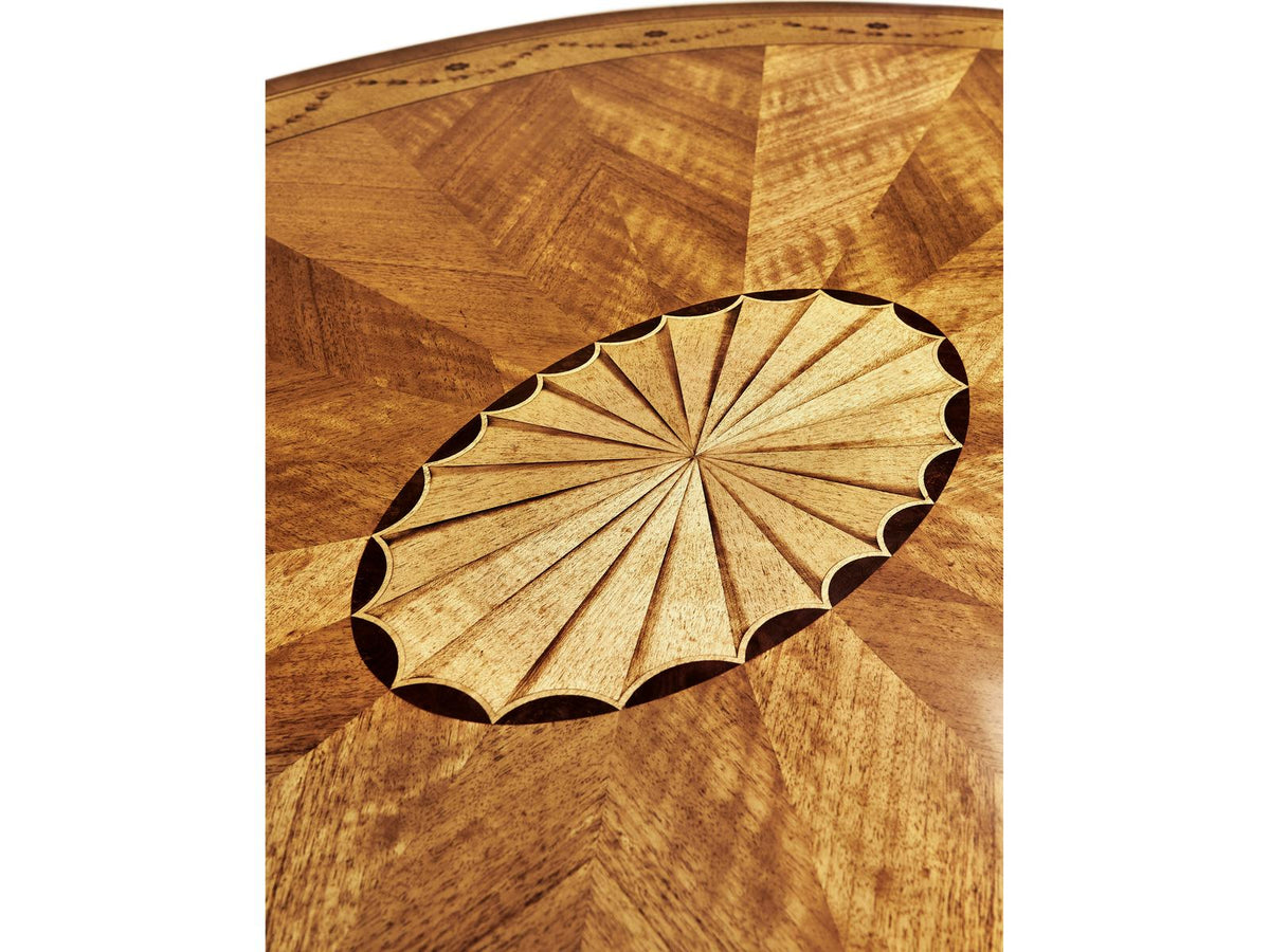 JC Traditional Oval Satinwood Coffee Table with Marquetry Inlays