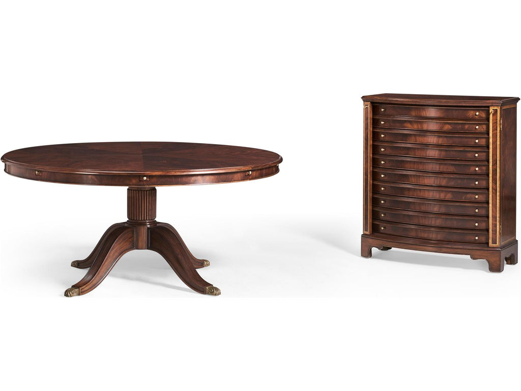 Buckingham Extending Round Dining Table with Storage Cabinet for Leaves 66 Inch