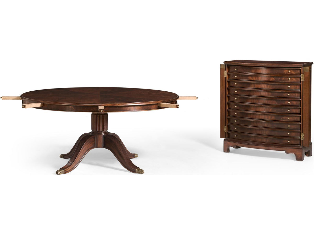 Buckingham Extending Round Dining Table with Storage Cabinet for Leaves 66 Inch