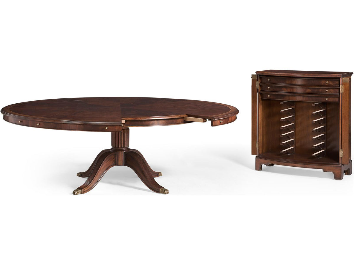 Buckingham Extending Round Dining Table with Storage Cabinet for Leaves 66 Inch