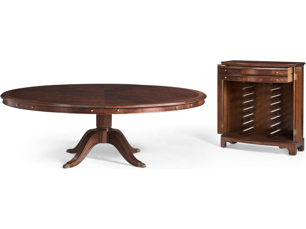 Buckingham Extending Round Dining Table with Storage Cabinet for Leaves 66 Inch