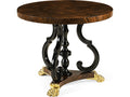 Jc Traditional Round Wood Brown Antique Mahogany End Table