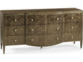 Barcelona Brown Walnut Wood Dresser with Champagne Patina