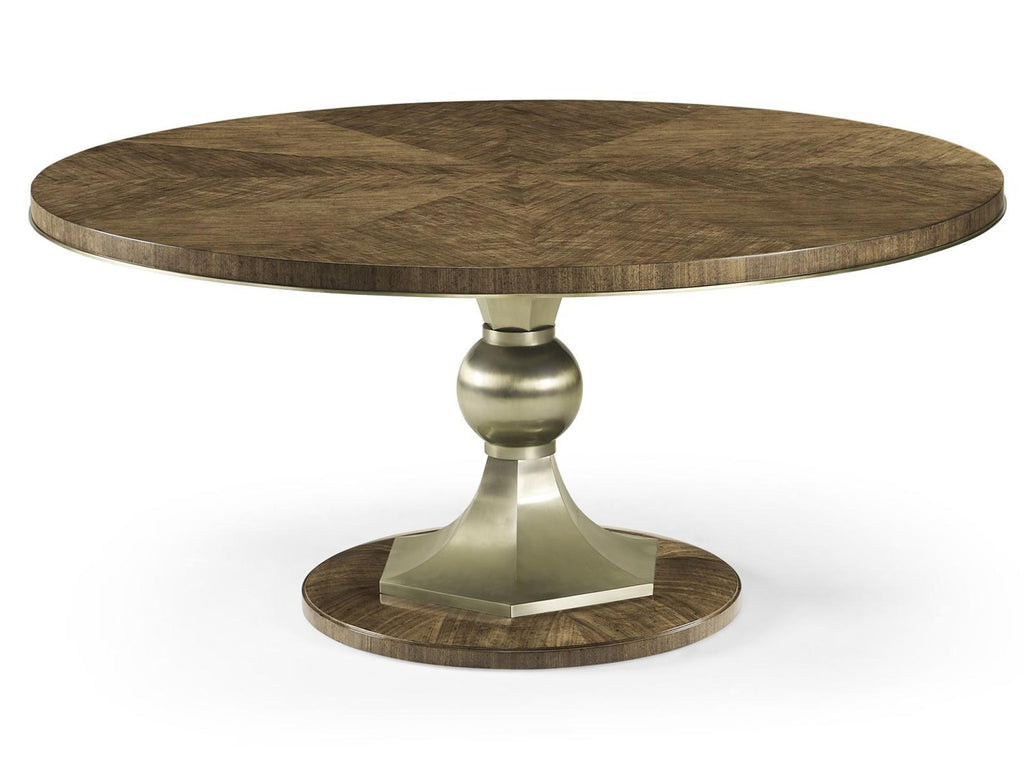 Barcelona Round Walnut Dining Table with Champagne Base