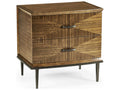 Toulouse 2-Drawer Walnut Wood Nightstand with Brass Hardware