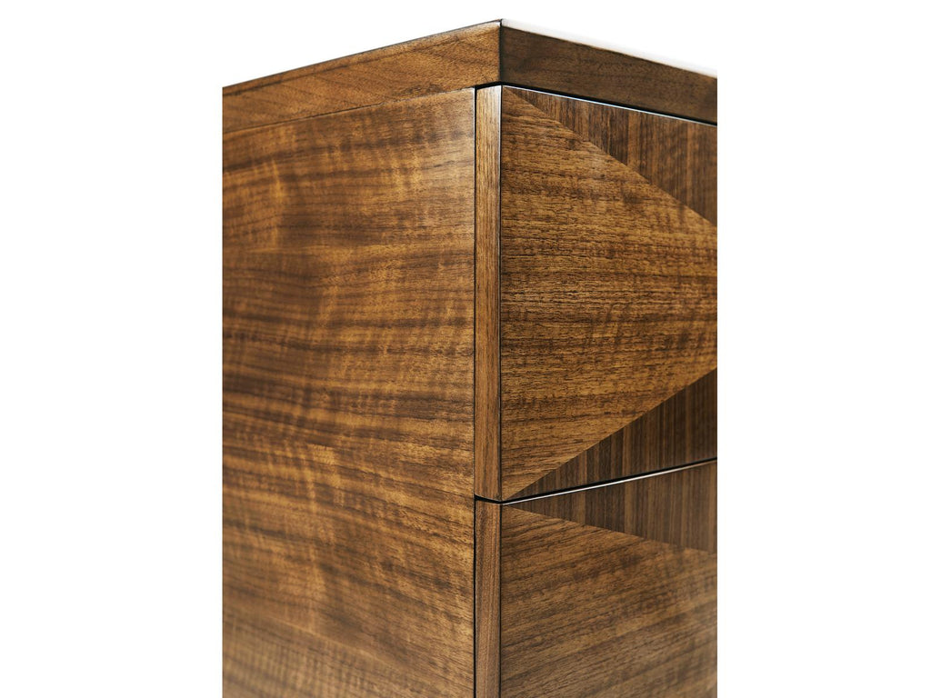 Toulouse 2-Drawer Walnut Wood Nightstand with Brass Hardware