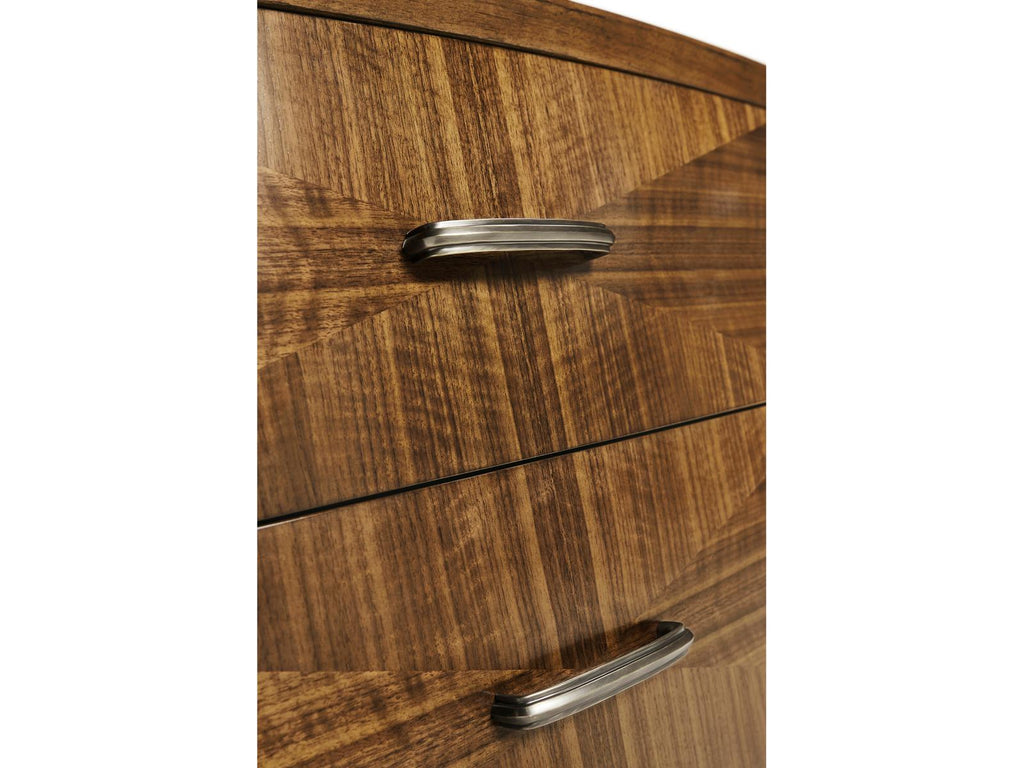 Toulouse 2-Drawer Walnut Wood Nightstand with Brass Hardware