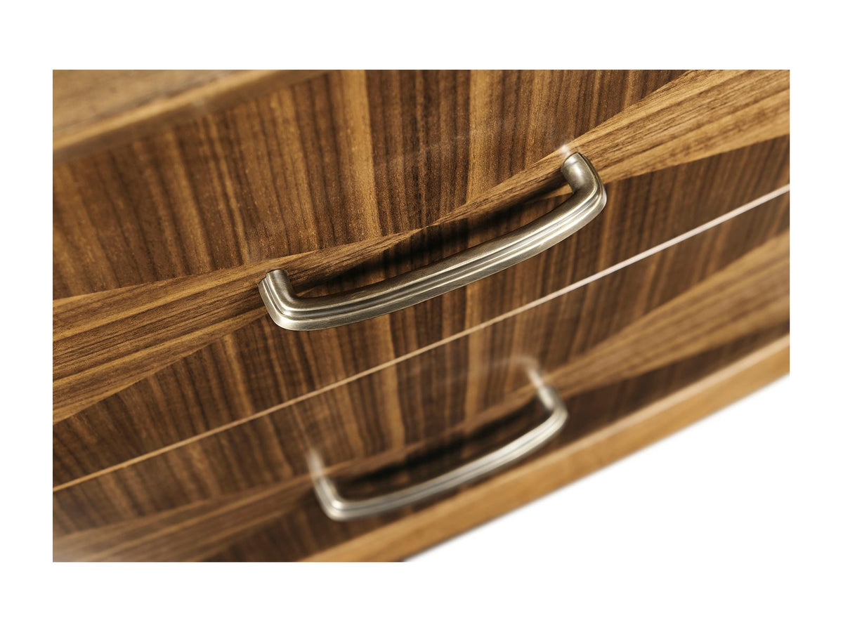 Toulouse 2-Drawer Walnut Wood Nightstand with Brass Hardware