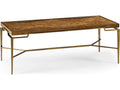 Toulouse Rectangular Wood Walnut Coffee Table with Brass Inlays