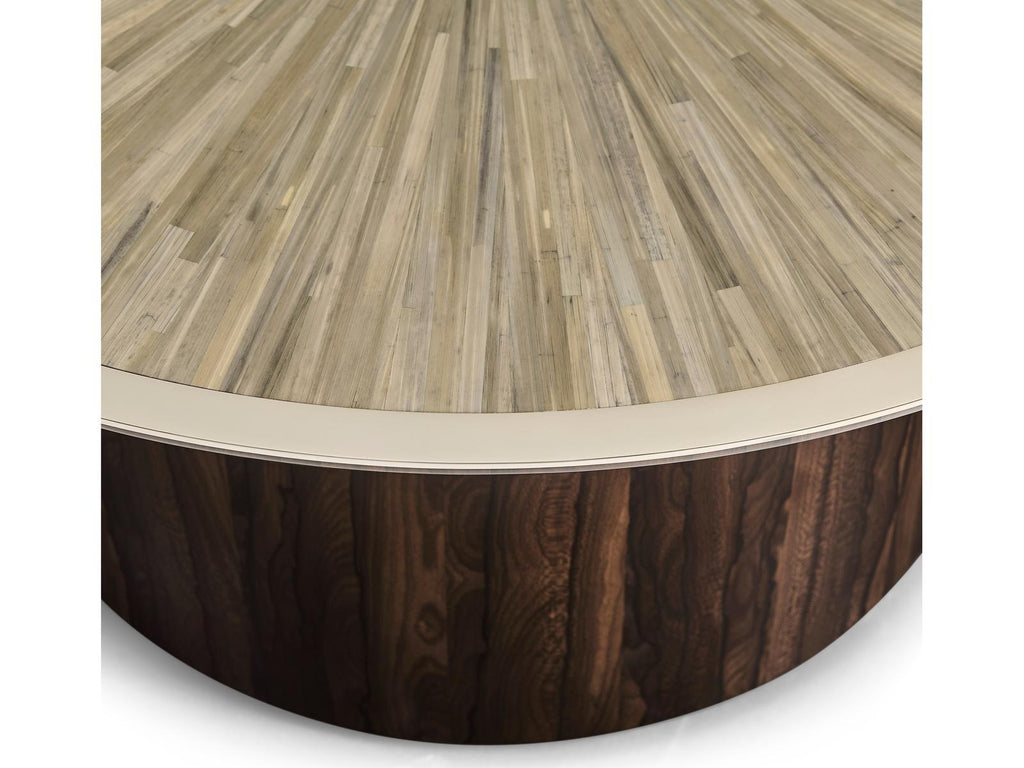 JC Modern Round Wood Natural Straw Coffee Table
