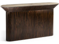 JC Modern Terra Oval Console Table in Natural Straw and Ziricote Wood