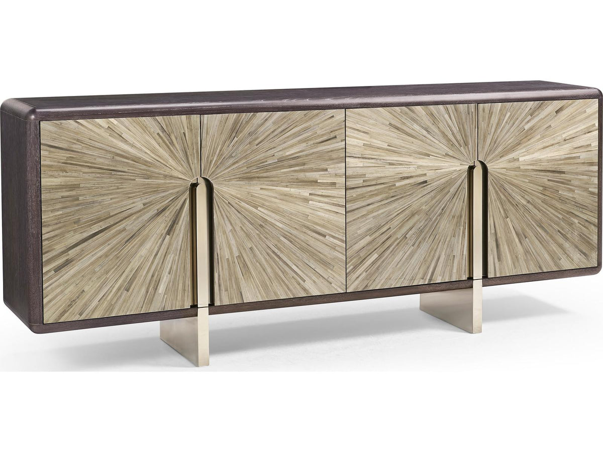 JC Modern Terra 90-Inch Oak Sideboard with Voilet Grey Straw Marquetry Doors