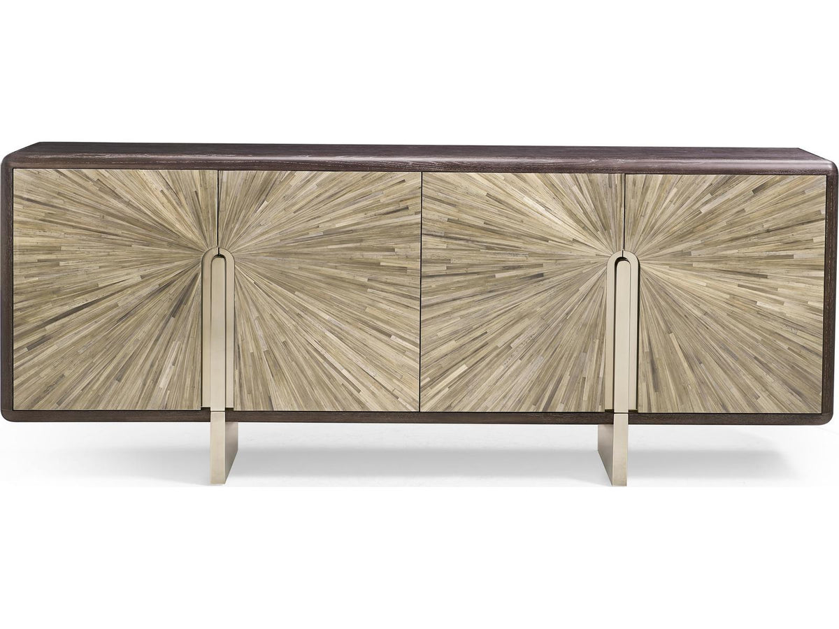 JC Modern Terra 90-Inch Oak Sideboard with Voilet Grey Straw Marquetry Doors