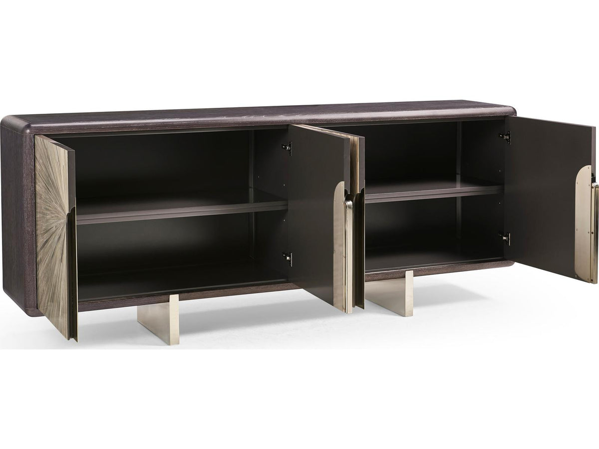 JC Modern Terra 90-Inch Oak Sideboard with Voilet Grey Straw Marquetry Doors