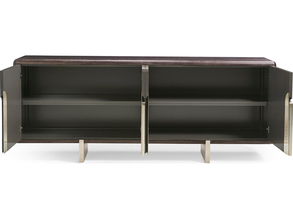 JC Modern Terra 90-Inch Oak Sideboard with Voilet Grey Straw Marquetry Doors