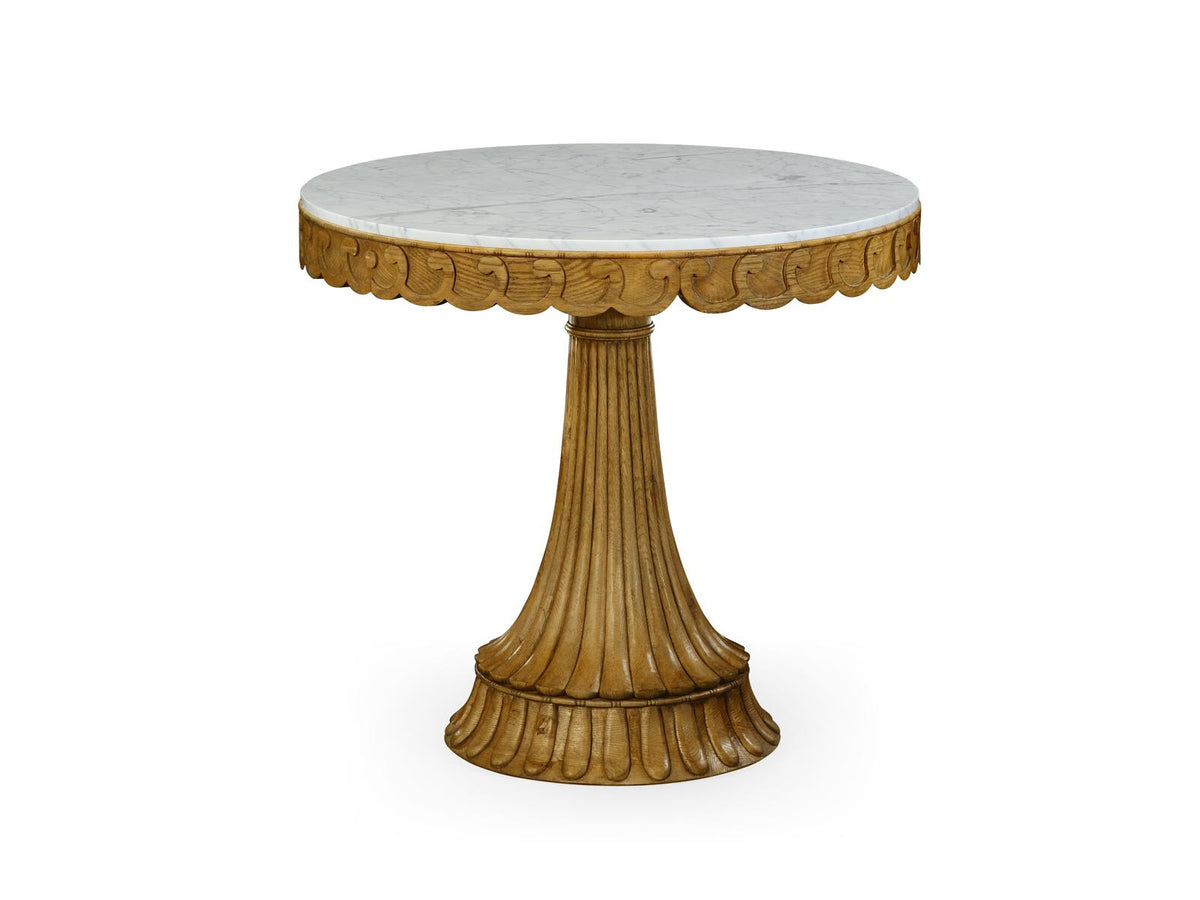 William Yeoward Round Marble Washed Oak End Table