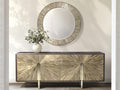 Jc Modern Oak Wood Natural Straw Sideboard and Mirror Set