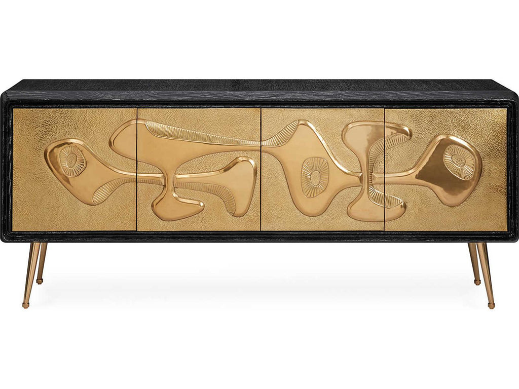 Reform 72-Inch Oak and Brass Credenza Sideboard in Ebonized Finish