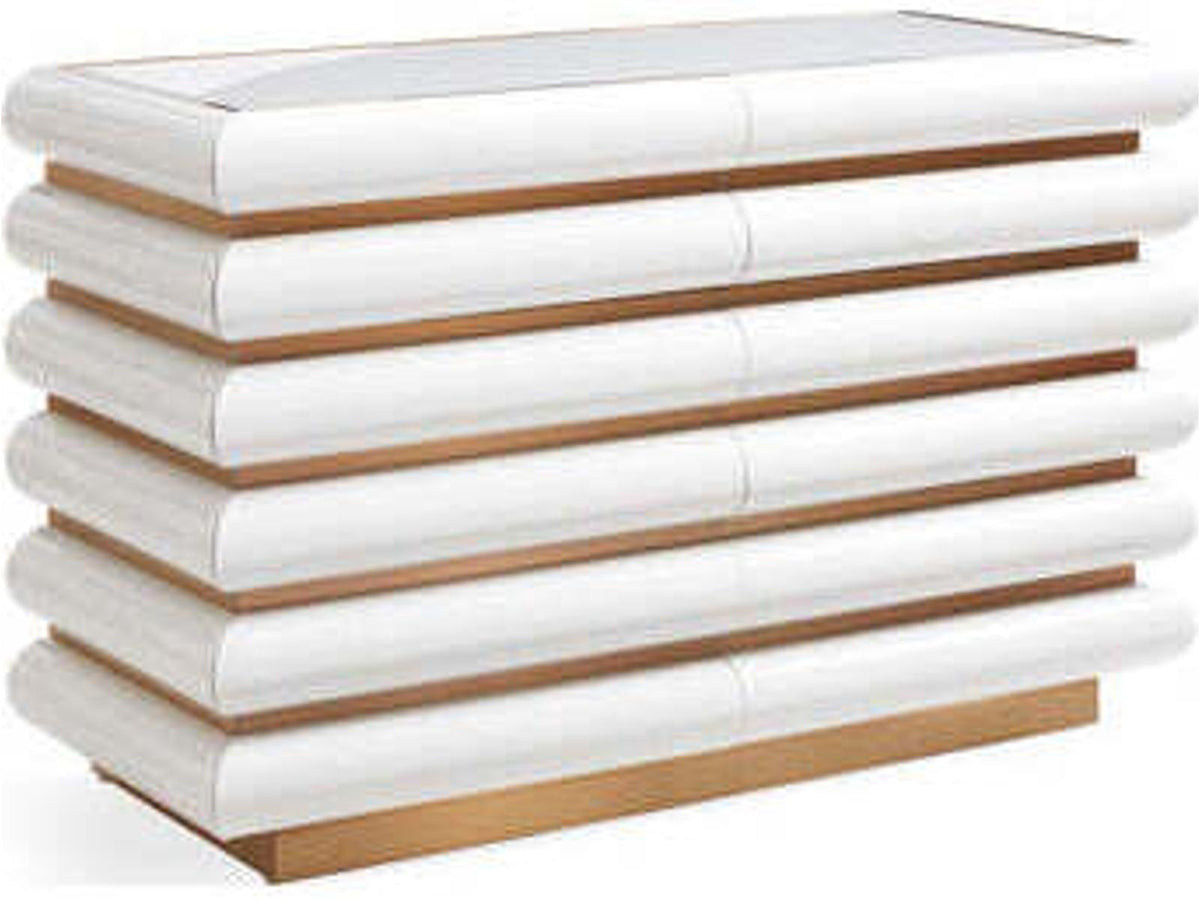 Kiki 6-Drawer Dresser in Ivory Lacquer and Brushed Brass