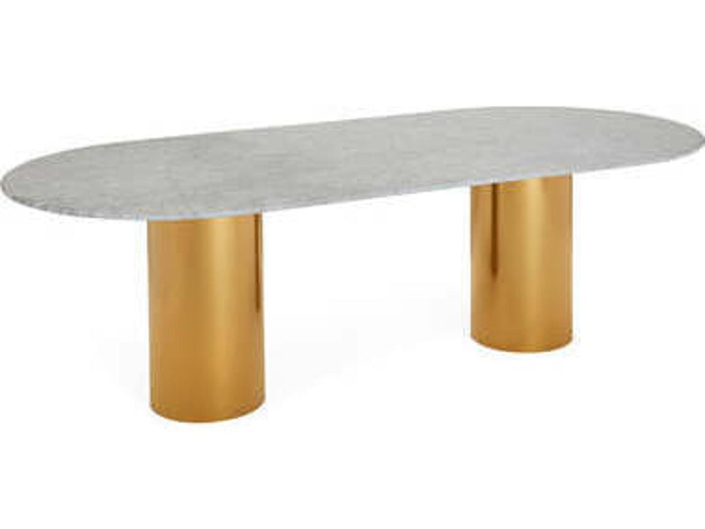 Alphaville Oval Marble Dining Table with Honed Brass Bases