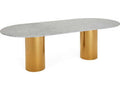 Alphaville Oval Marble Dining Table with Honed Brass Bases