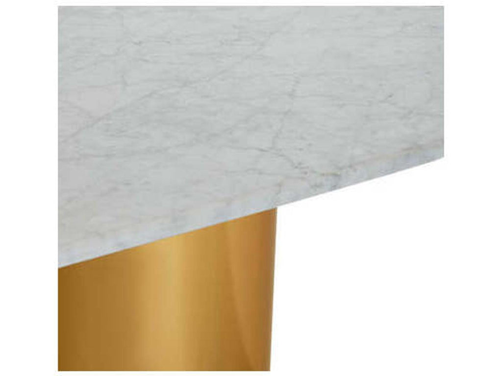 Alphaville Oval Marble Dining Table with Honed Brass Bases