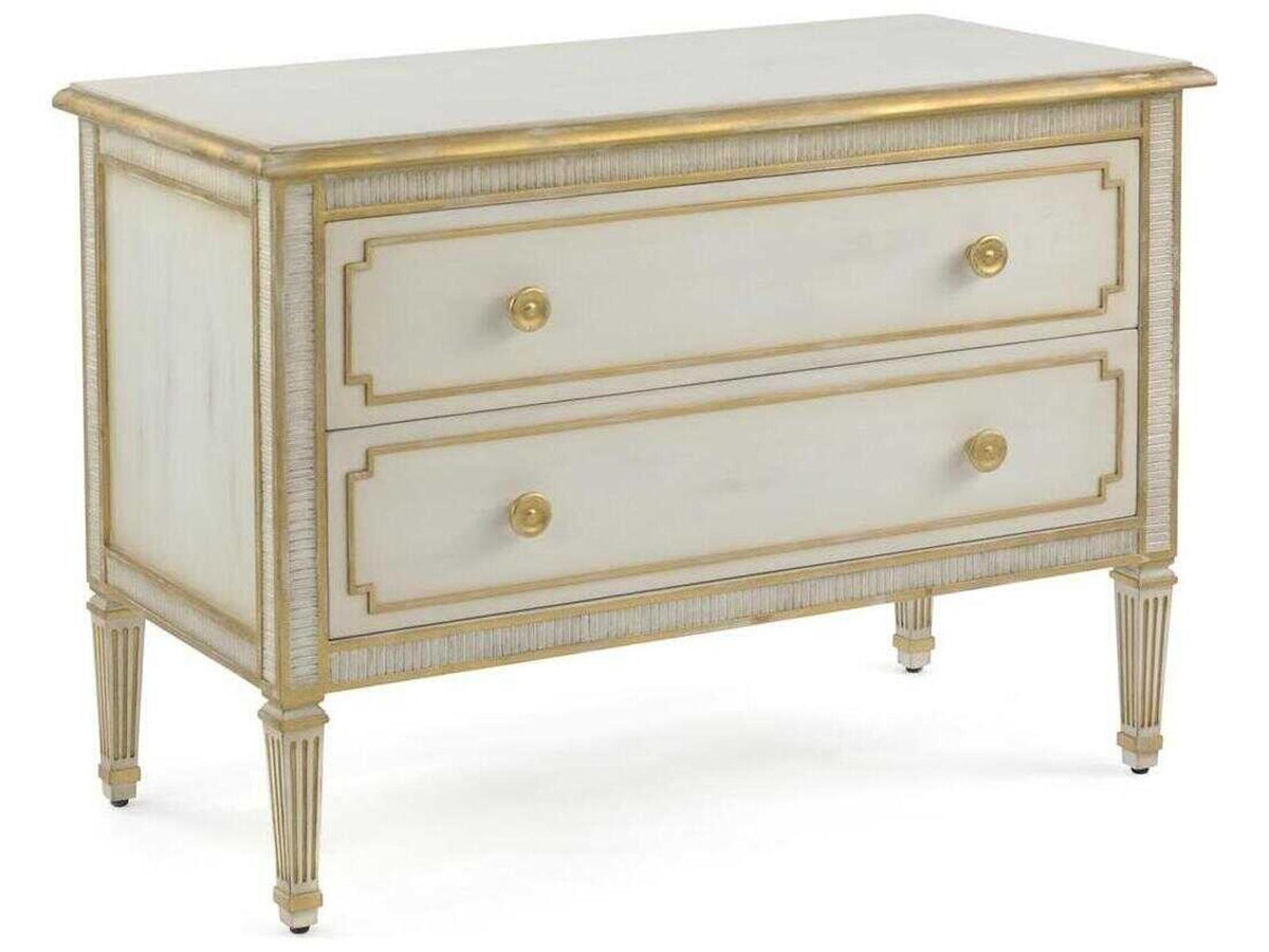 Mark McDowell Vallejo 2-Drawer Nightstand in Distressed Gold and Beluga