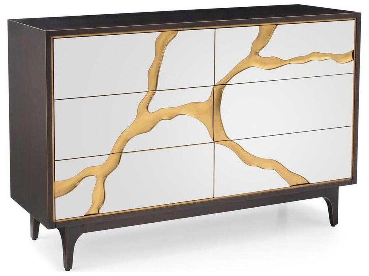Mark McDowell Revne 6-Drawer Double Dresser Mirrored Smoked Oak