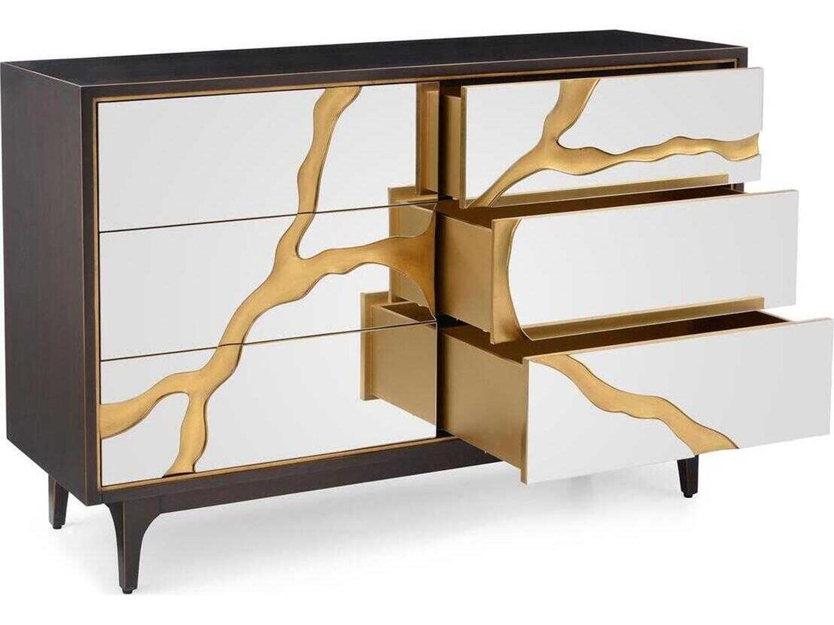 Mark McDowell Revne 6-Drawer Double Dresser Mirrored Smoked Oak