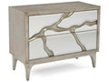 Revne Two-Drawer Nightstand with Mirror Fronts and Silver Leafed Oak Base