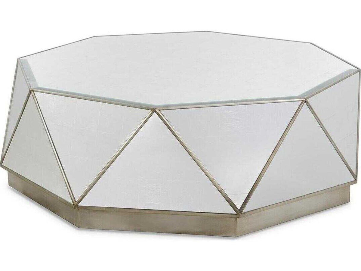 Christine Rendino Radiant Hexagon Glass Coffee Table in Burnished Silver Leaf