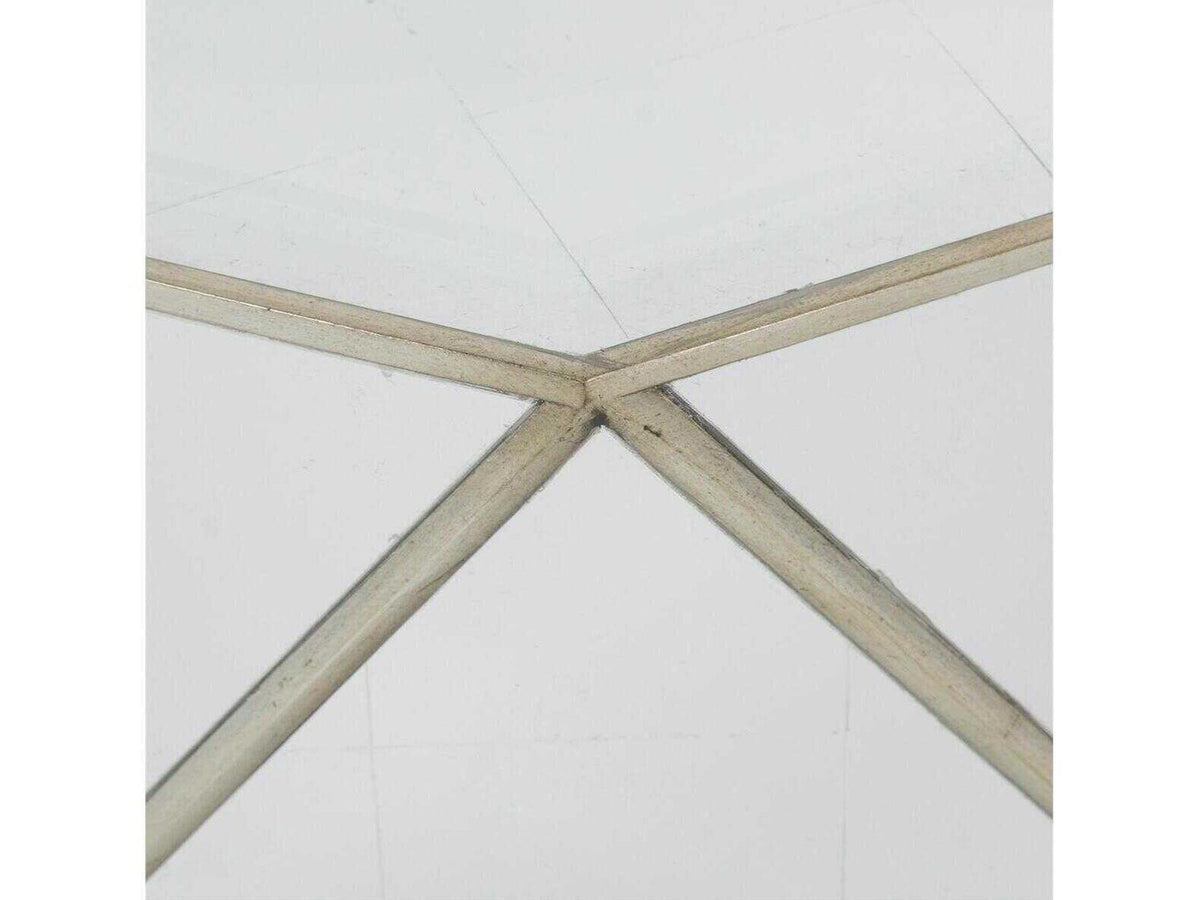 Christine Rendino Radiant Hexagon Glass Coffee Table in Burnished Silver Leaf