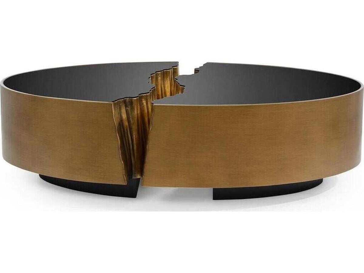 Fessura Oval Glass Gold Coffee Table