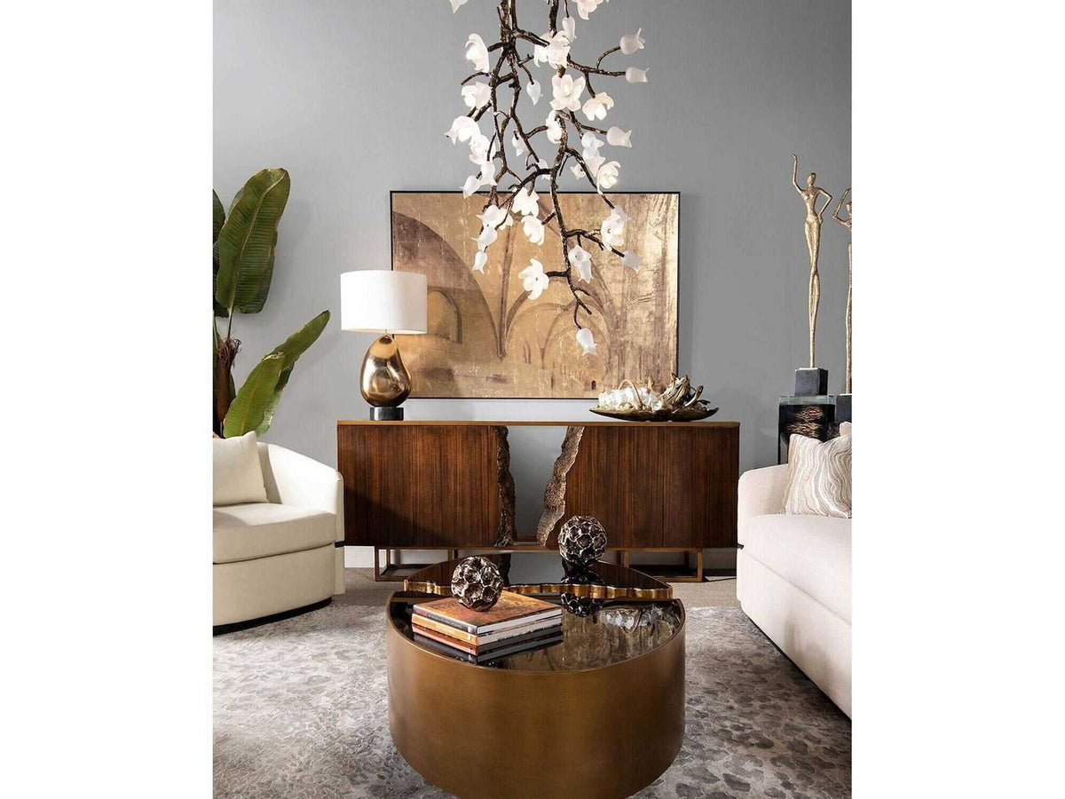 Fessura Oval Glass Gold Coffee Table