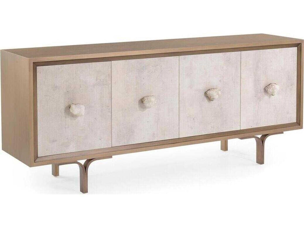 Mark McDowell Belgrave 84-Inch Tiza Gesso Sideboard with Crystal Handles