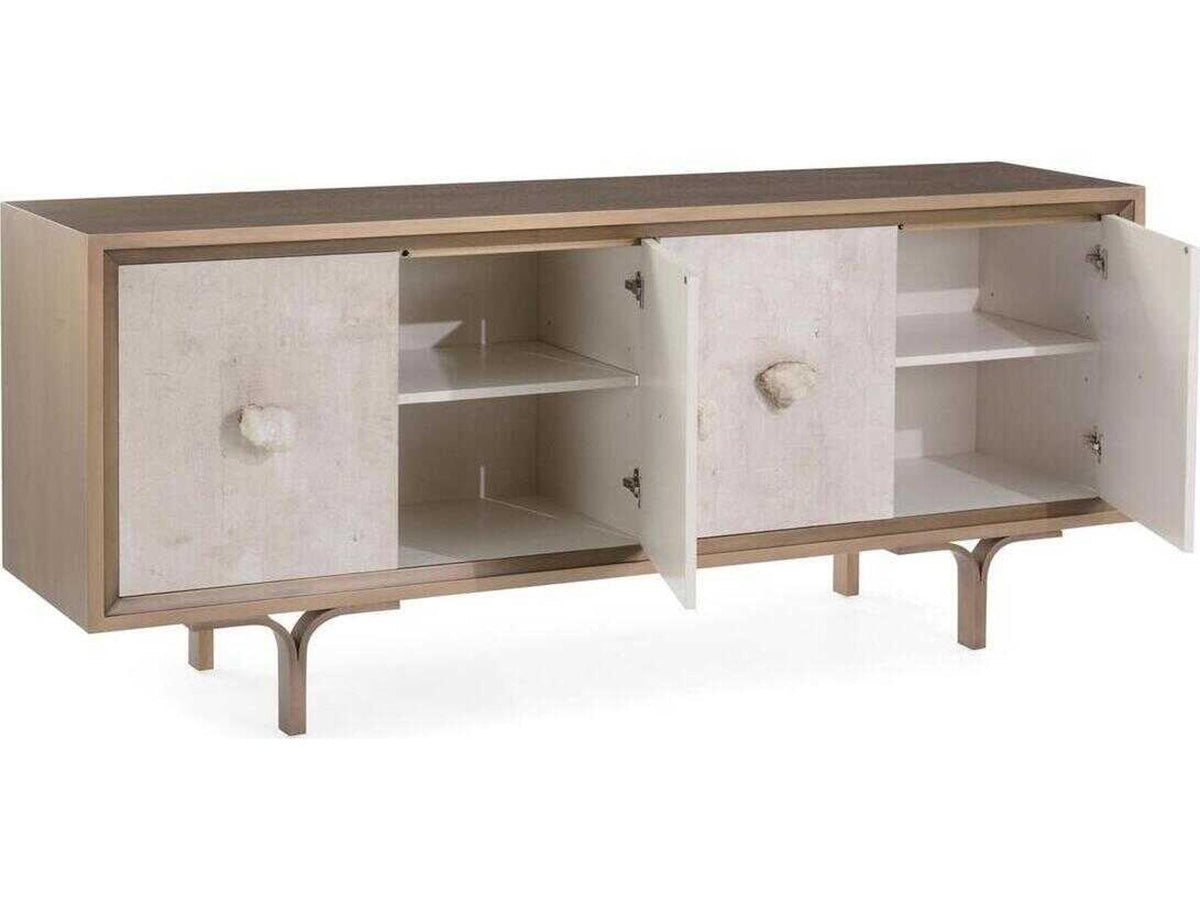 Mark McDowell Belgrave 84-Inch Tiza Gesso Sideboard with Crystal Handles