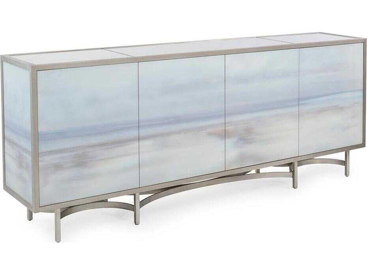 Simpatico 94 Inch 4-Door Sideboard with Carol Benson-Cobb Art Glass Fronts