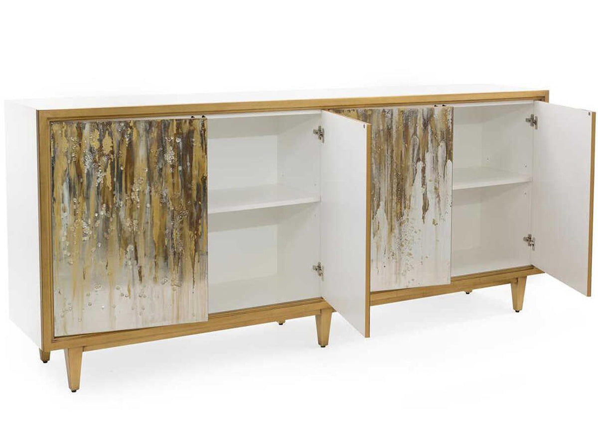 Ophelia 95-Inch Four-Door Sideboard in Beluga and Gold Coast Finish