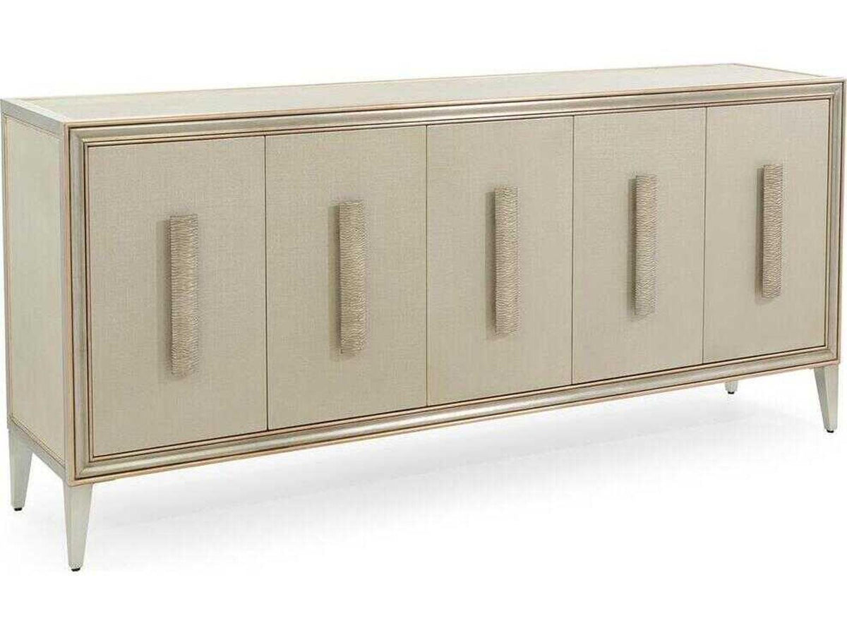 Mark McDowell Cefalu 5-Door Credenza in Burnished Pewter and Champagne