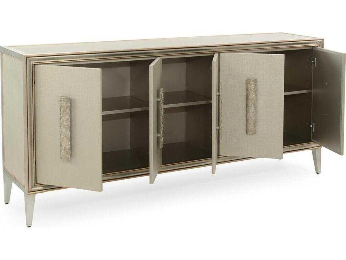 Mark McDowell Cefalu 5-Door Credenza in Burnished Pewter and Champagne